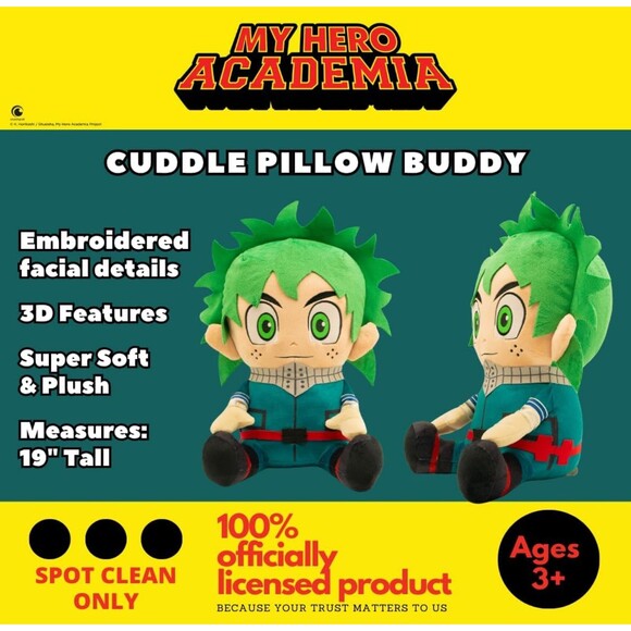 My Hero Academia Izuku Midoriya Anime Super Soft Cozy Decorative Cuddle Pillow - Picture 3 of 6
